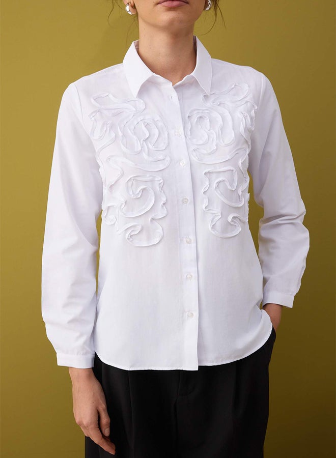 trendyol White Textured Oversize Woven Shirt - Image 3