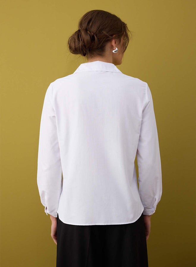 trendyol White Textured Oversize Woven Shirt - Image 4