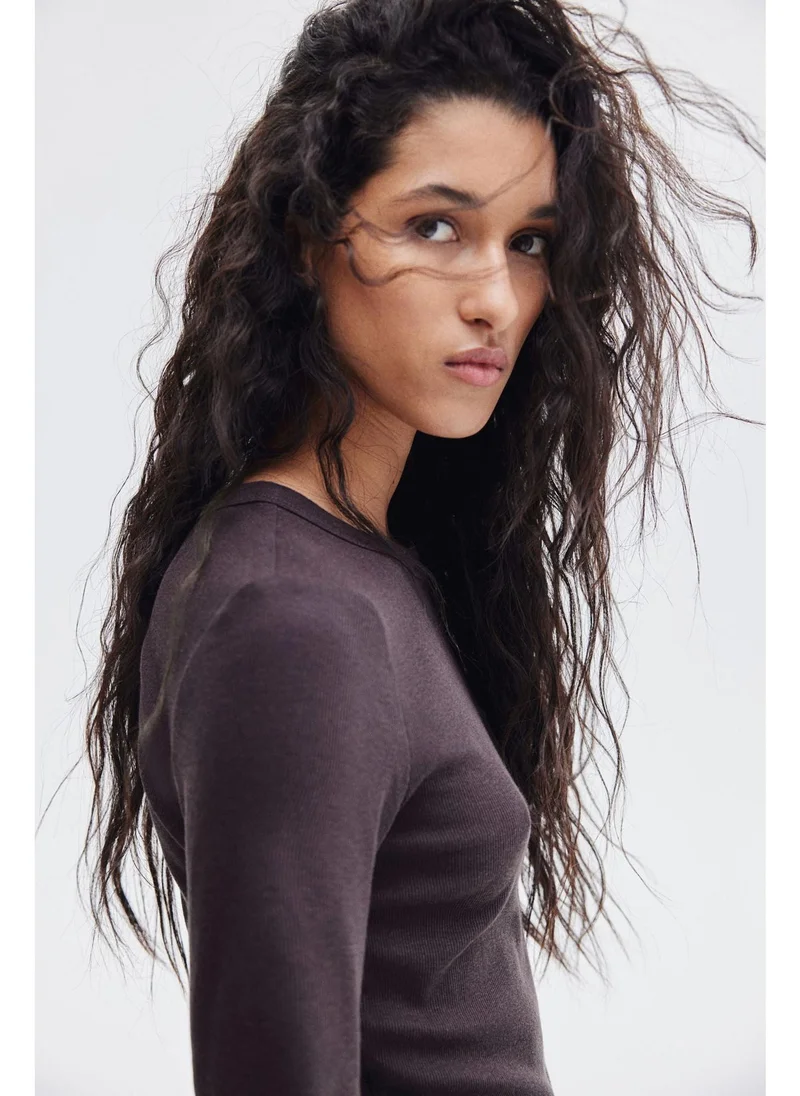 اتش اند ام Ribbed modal-blend top