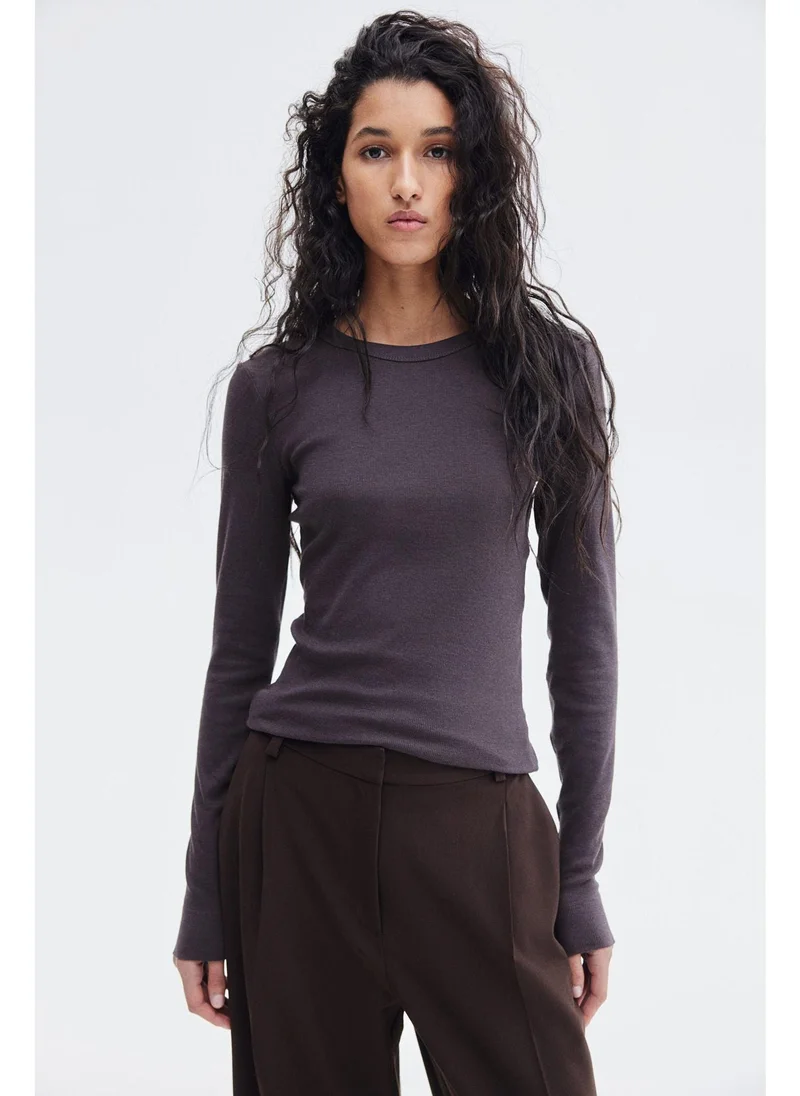 اتش اند ام Ribbed modal-blend top