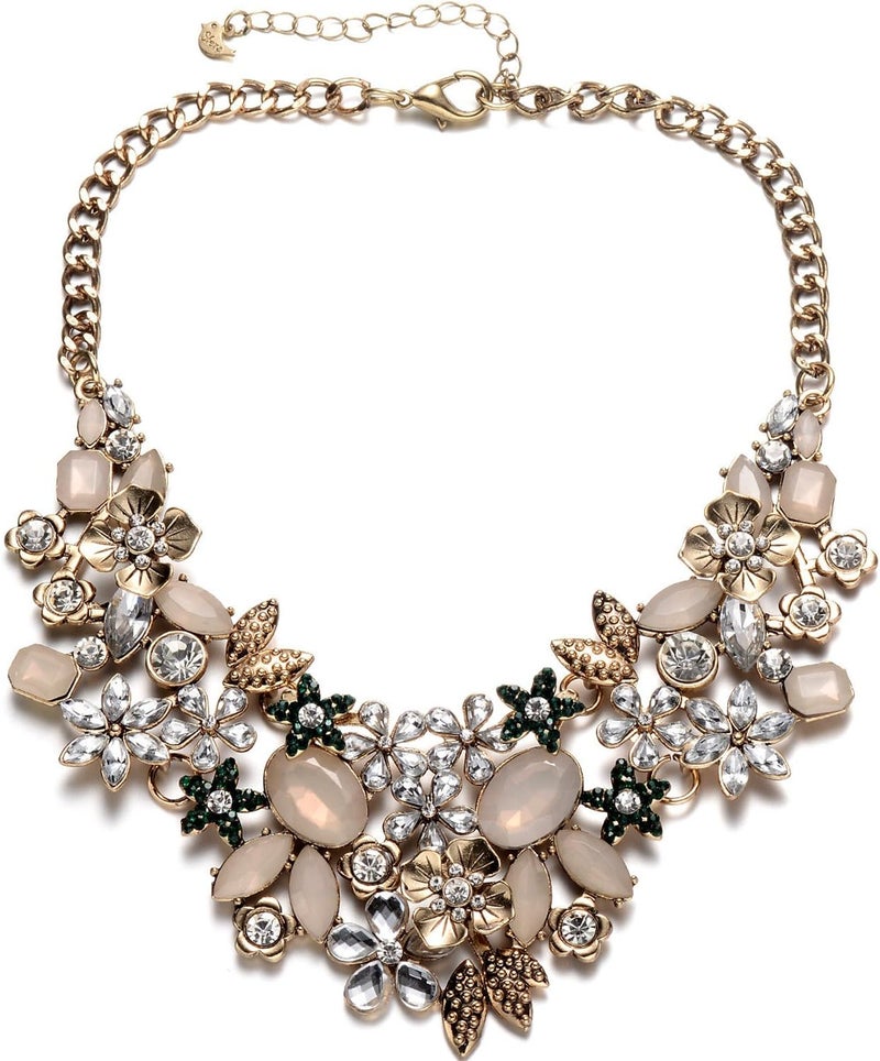 Fsmiling Womens Statement Necklaces Flower Chunky Necklace Floral Bib Necklaces - Image 1
