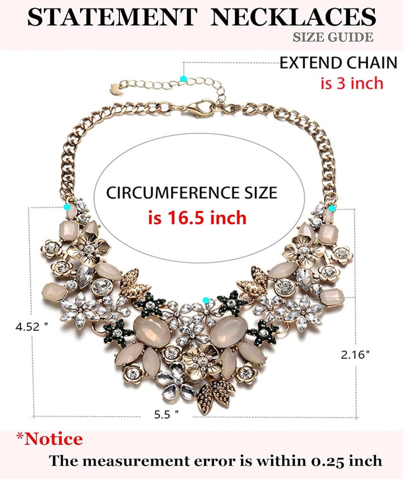 Fsmiling Womens Statement Necklaces Flower Chunky Necklace Floral Bib Necklaces - Image 4