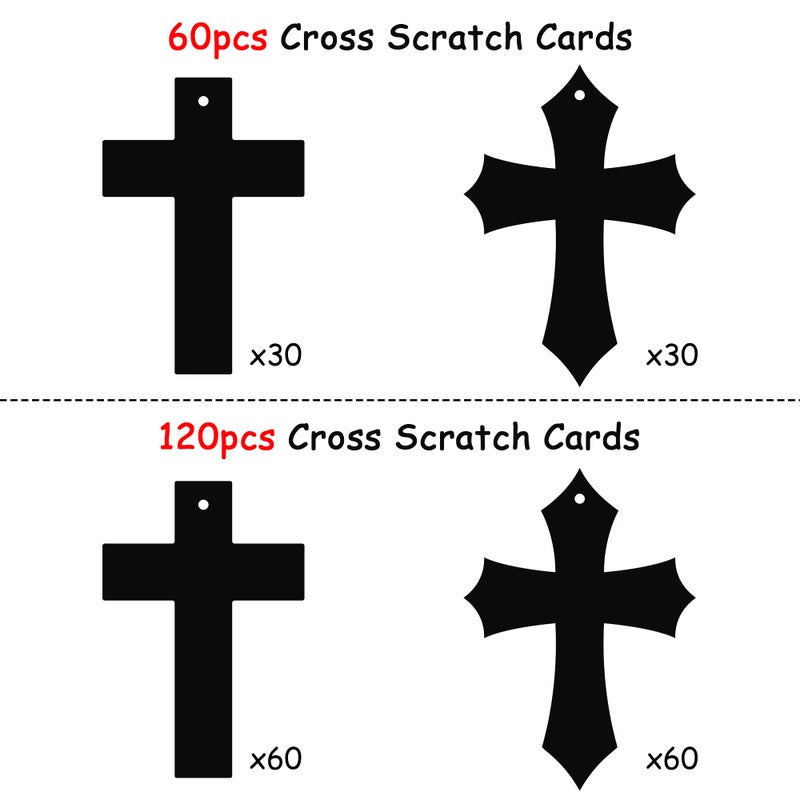 WATINC 60Pcs Scratch Cross Ornaments, Magic Art Color Craft Kit for Kids Magic Scratch Party Favors, Scratch Paper Hanging Tags, Birthday Gifts for Kids, DIY Art Craft Kit for Boys Girls - Image 3