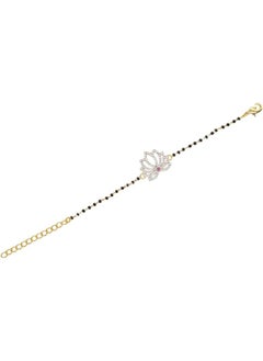 Shimmering Floret CZ Silver Studded Mangalsutra Bracelet with Black Beads Gold Plated Chain - pzsku/Z0B06EFD0A2E7D51140E5Z/45/_/1730198352/a7e4ce4d-a195-4518-9f4d-99a2fb59b190