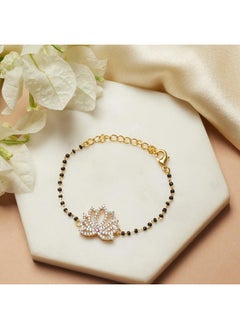 Shimmering Floret CZ Silver Studded Mangalsutra Bracelet with Black Beads Gold Plated Chain - pzsku/Z0B06EFD0A2E7D51140E5Z/45/_/1730198355/65eacb8f-d40e-452f-aa43-978bc794fa9b