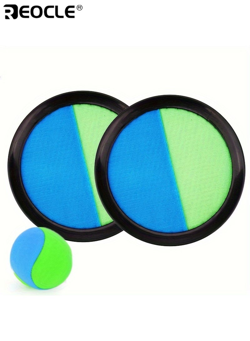 ريوكل طقم لعبة كرة لاصقة للأطفال ألعاب خارجية لعبة رمي وصيد تفاعلية قرص طائر بلاستيكي مع كأس شفط مناسبة لألعاب الشاطئ ملعب اللعب وحديقة المنزل - Image 1