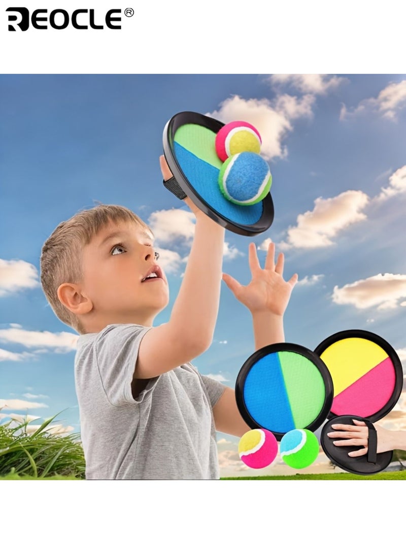 ريوكل طقم لعبة كرة لاصقة للأطفال ألعاب خارجية لعبة رمي وصيد تفاعلية قرص طائر بلاستيكي مع كأس شفط مناسبة لألعاب الشاطئ ملعب اللعب وحديقة المنزل - Image 3
