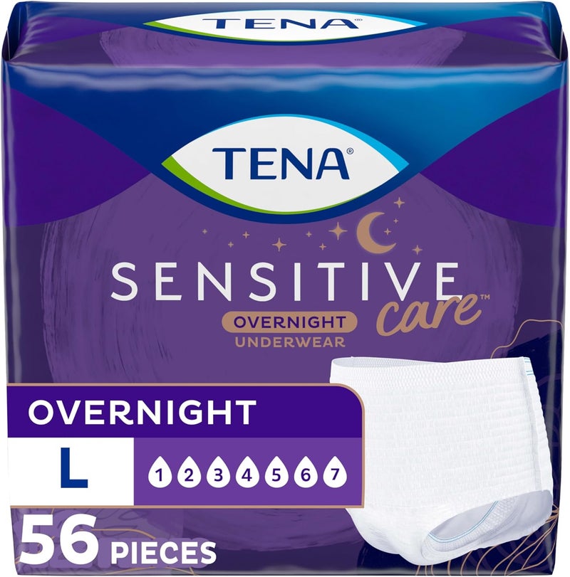 Tena Tena Incontinence Underwear for Women, Overnight Absorbency, Sensitive Care - Large - 56 Count 