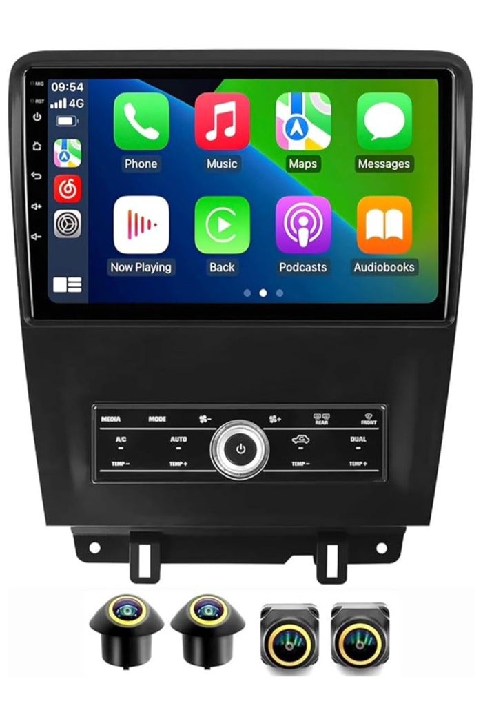 SHEZA STAR Android Car Stereo for Ford Mustang 2010-2014 4GB RAM 64GB ROM Support Carplay, Mirror Link Wi-Fi BT, Radio GPS, 10 Inch IPS.QLED, Fast interface Screen with 360D Camera Included - Image 1