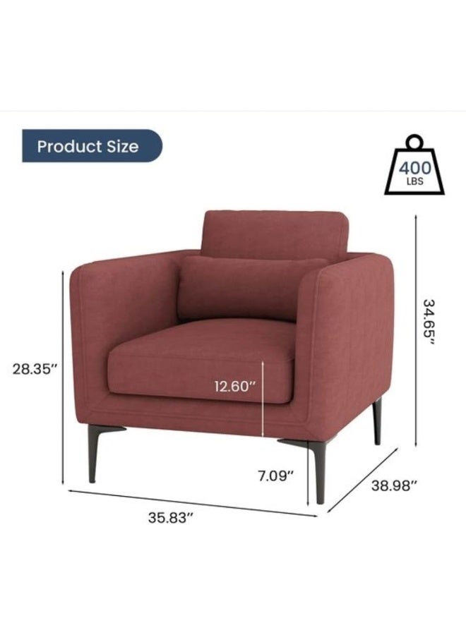 Modern Velvet Accent Chair in Burgundy - Image 2