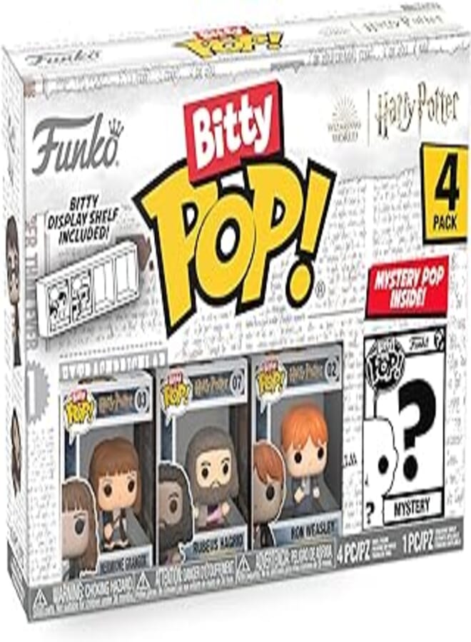 Funko Bitty Pop! Harry Potter - Hermione Granger™, Rubeus Hagrid™, Ron Weasley™ and Mystery Surprise Mini Figure - 2.2cm Collectable - Stackable Shelf Included - Gift Idea