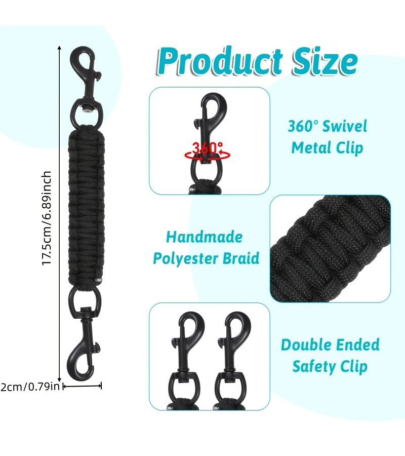 Durable Dog Claw Safety Clip Double Ended Backup Collar Handmade Seat Belt For Harness Vest With Double Buckle Connector Training Suitable For Walking Running And Hiking Blue XS - Image 2