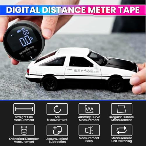 amiciSense Digital Distance Meter with Easy-Glide Wheel | One-Handed, Type-C Rechargeable, 0-999.9 cm/ft/inch Range | Slide-to-Measure for Curved & Straight Surfaces - Image 2