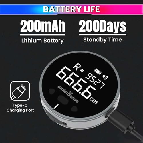 amiciSense Digital Distance Meter with Easy-Glide Wheel | One-Handed, Type-C Rechargeable, 0-999.9 cm/ft/inch Range | Slide-to-Measure for Curved & Straight Surfaces - Image 3