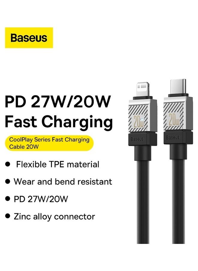 بيسوس كابل Type C إلى Lightning (1م)، 20 واط شحن سريع USB C كابلات iPhone كابل شاحن Type C شحن سريع كابلات بيانات موصل سبيكة الزنك لـ iPhone 14/13/12 Pro Max / 12/11 Pro/X/XS/XR / 8 Plus - أسود - Image 2