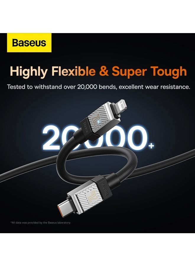 بيسوس كابل Type C إلى Lightning (1م)، 20 واط شحن سريع USB C كابلات iPhone كابل شاحن Type C شحن سريع كابلات بيانات موصل سبيكة الزنك لـ iPhone 14/13/12 Pro Max / 12/11 Pro/X/XS/XR / 8 Plus - أسود - Image 4