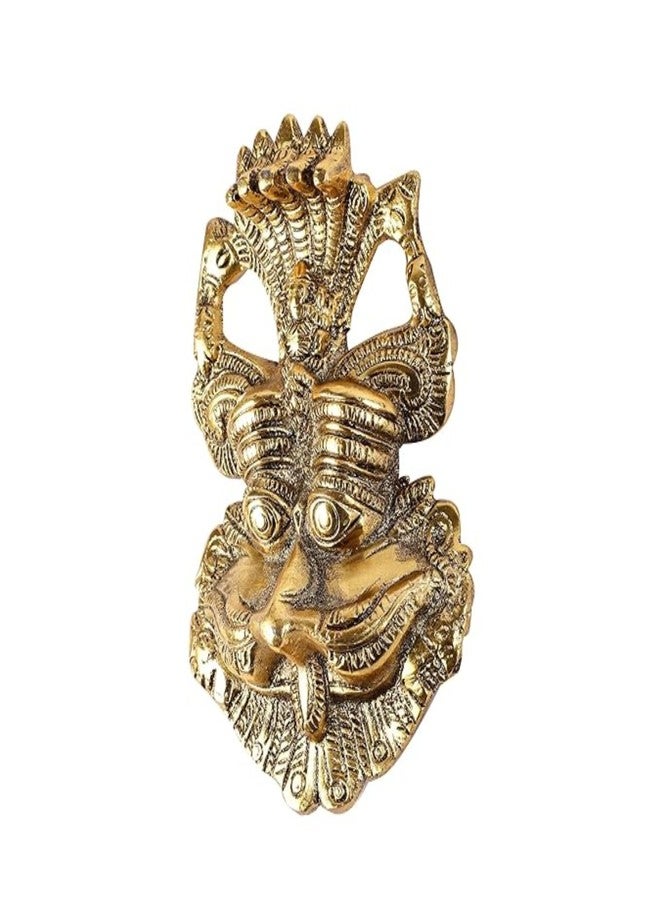 HEYEARTH Nazar Metal Feng Shui Vastu Showpiece Nazar Battu with Naag Ganesha Suraksha Kawach Mask for Evil Eye Protection for Home, Office Wall & Door Hanging - Gold - 5.9 x 3.7 Inch - Image 2