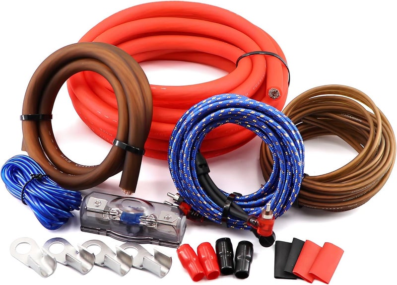 Welugnal طقم أسلاك صوت السيارة 0 Gauge – طقم تركيب مكبر الصوت Welugnal 3000W - Image 1