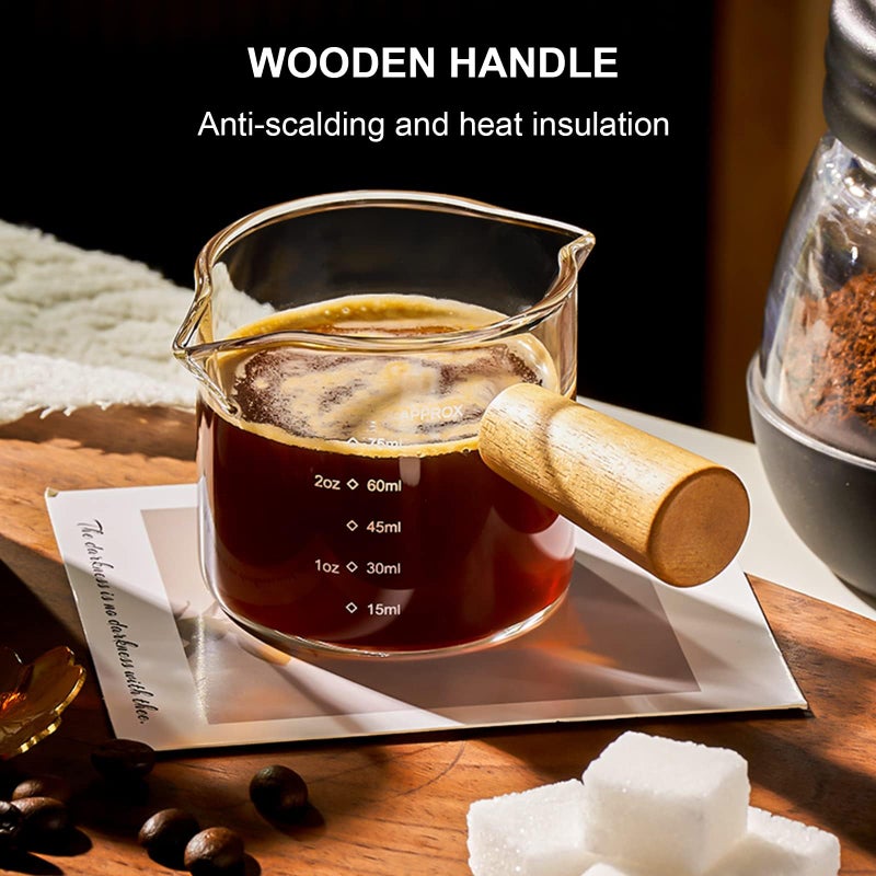 PARACITY Espresso Cups with Handle, 3.5OZ Double Spout Glass Measuring Cup with Dual Scale, Clear Espresso Shot Glass with V-Shaped Mouth, Espresso Accessories - Image 4