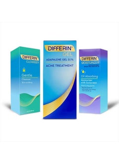 differin Acne Skin Care Set, Differin Gel 3 Step Regimen, Acne Treatment, Sunscreen SPF 30 for Face, Facial Cleanser, for Acne Prone Sensitive Skin  - Image 1