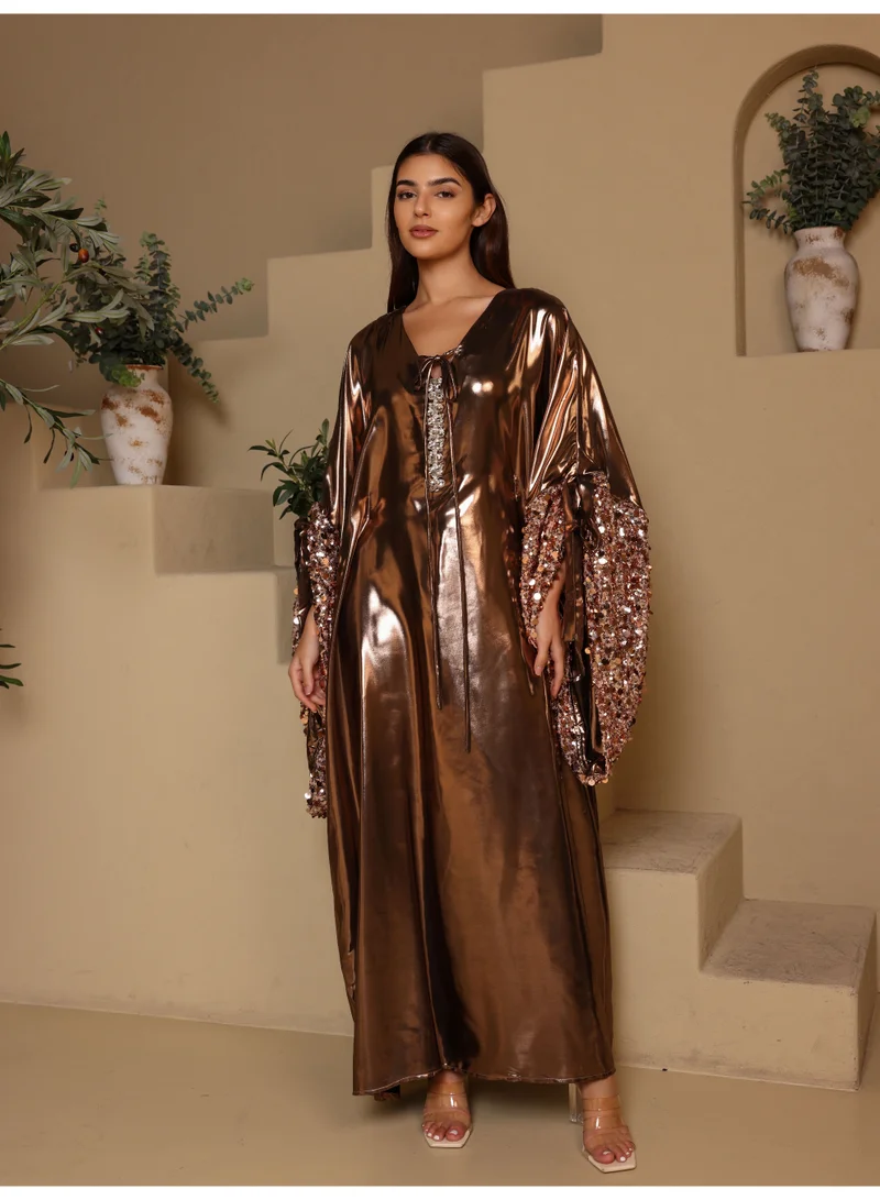 اكسا جلابية اككسا غنوة IK1087 بني