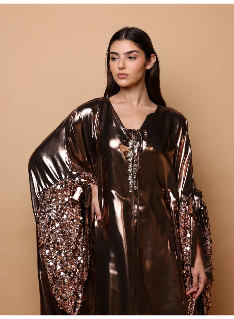 اكسا جلابية اككسا غنوة IK1087 بني