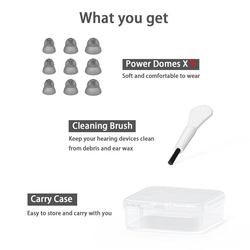 MicroEar Hearing Aid Domes - Double Layer Closed Type Power Dome for Resound SureFit RIC and Open Fit BTE Hearing Amplifier Ear Tips Accessories with Carry Case (Trial Pack 9pcs) - Image 5