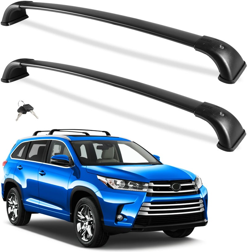 Wonderdriver Lockable Roof Rack Cross Bars 220lb Compatible with 20142019 Toyota Highlander XLE Limited SE LE Plus LE with AntiTheft Metal Heavy Duty Crossbars Black Rooftop Luggage Carrier