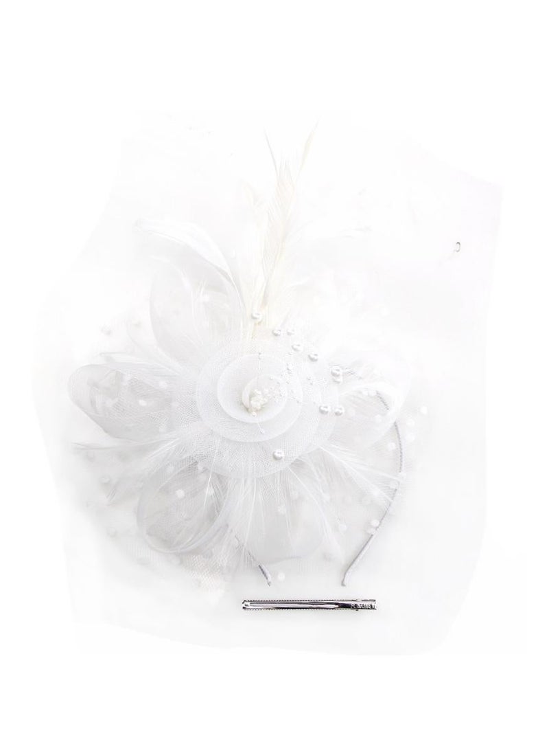 دىدانيالا قبعة دانييلا موناليزا للنساء لحفلات الشاي مع مشبك وشبكة وريش - Image 1