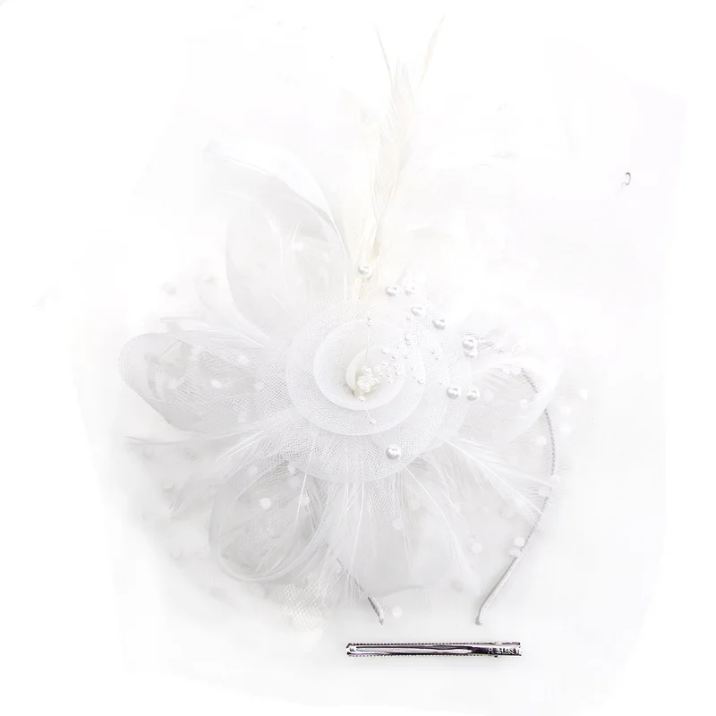 دىدانيالا قبعة دانييلا موناليزا للنساء لحفلات الشاي مع مشبك وشبكة وريش