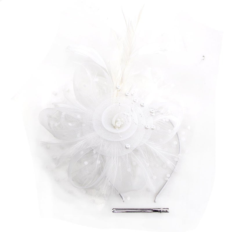 دىدانيالا قبعة دانييلا موناليزا للنساء لحفلات الشاي مع مشبك وشبكة وريش - Image 2