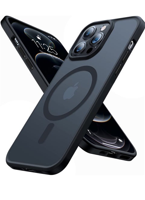 iPhone 12 Pro Max Case Cover Compatible with Magsafe Magnetic Designed Shockproof Case Translucent Matte Protective Cover Back Hard Cases with Magnet for iPhone 12 Pro Max Case Black