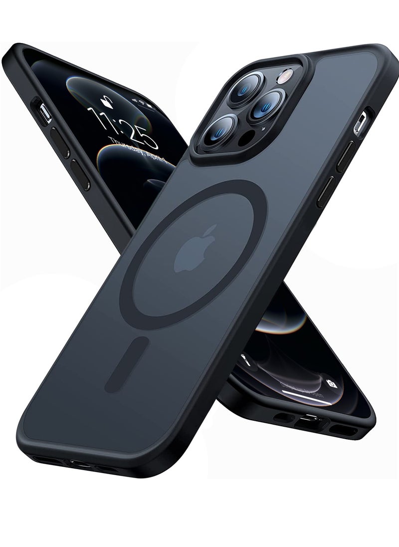 INFOSUN - iPhone 12 Pro Max Case Cover Compatible with Magsafe Magnetic Designed Shockproof Case Translucent Matte Protective Cover Back Hard Cases with Magnet for iPhone 12 Pro Max Case Black - Image 1