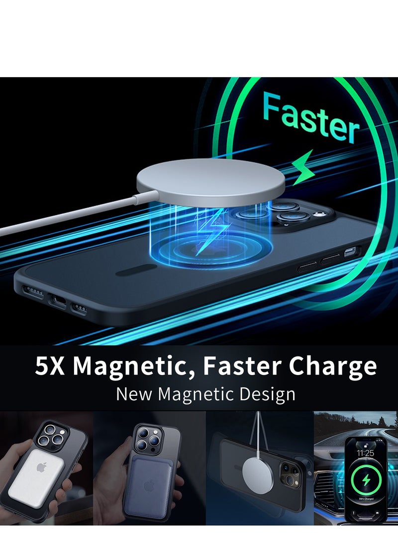 INFOSUN - iPhone 12 Pro Max Case Cover Compatible with Magsafe Magnetic Designed Shockproof Case Translucent Matte Protective Cover Back Hard Cases with Magnet for iPhone 12 Pro Max Case Black - Image 1