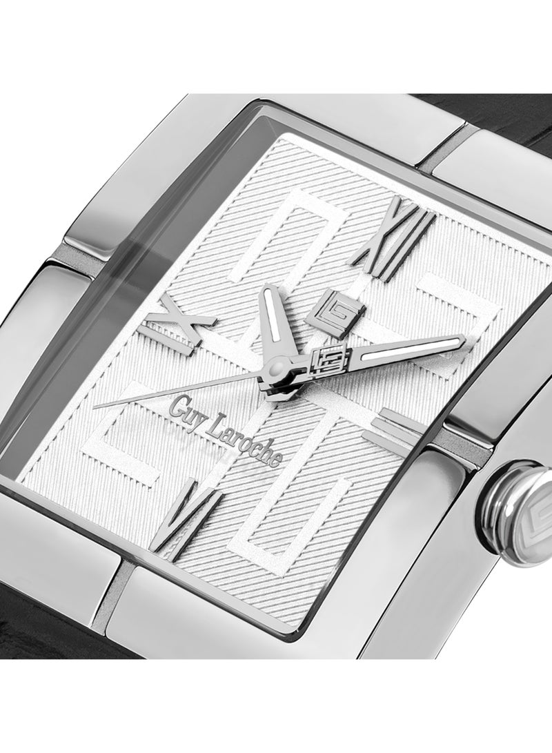 Guy Laroche Camille Men's 31mm Swiss Made Watch with Black Genuine Leather Strap - Image 3