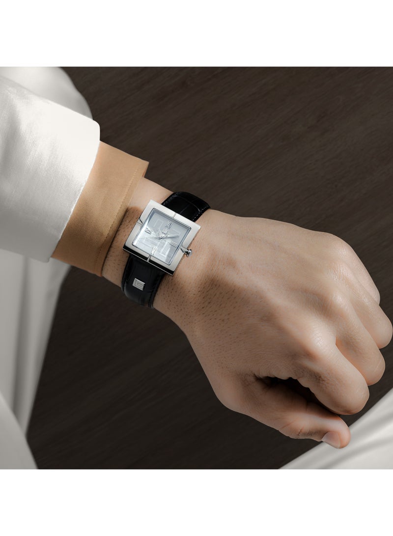 Guy Laroche Camille Men's 31mm Swiss Made Watch with Black Genuine Leather Strap - Image 5