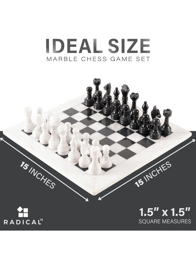 RADICALn RADICALn Large Handmade White and Black Marble Full Chess Board Game for Kids and Adult- Home Décor Sets  - Image 2