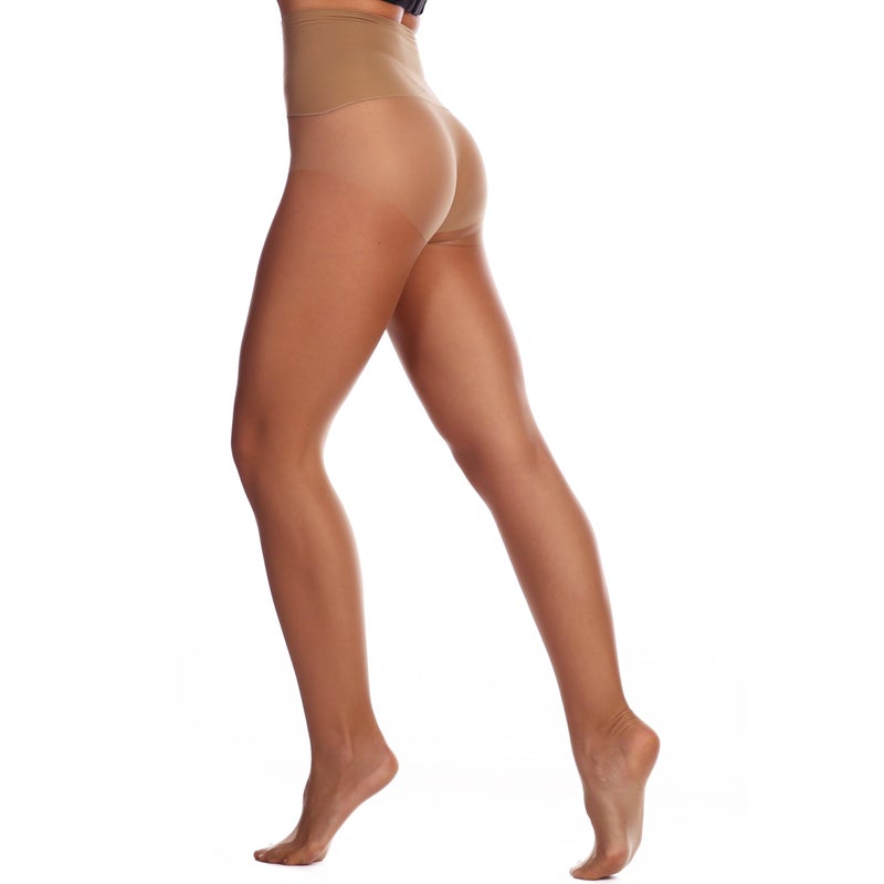 EVERSWE Women's Seamless Control Top Tights 15D, No Seam Pantyhose (Dark Skin, S-M) - Image 5