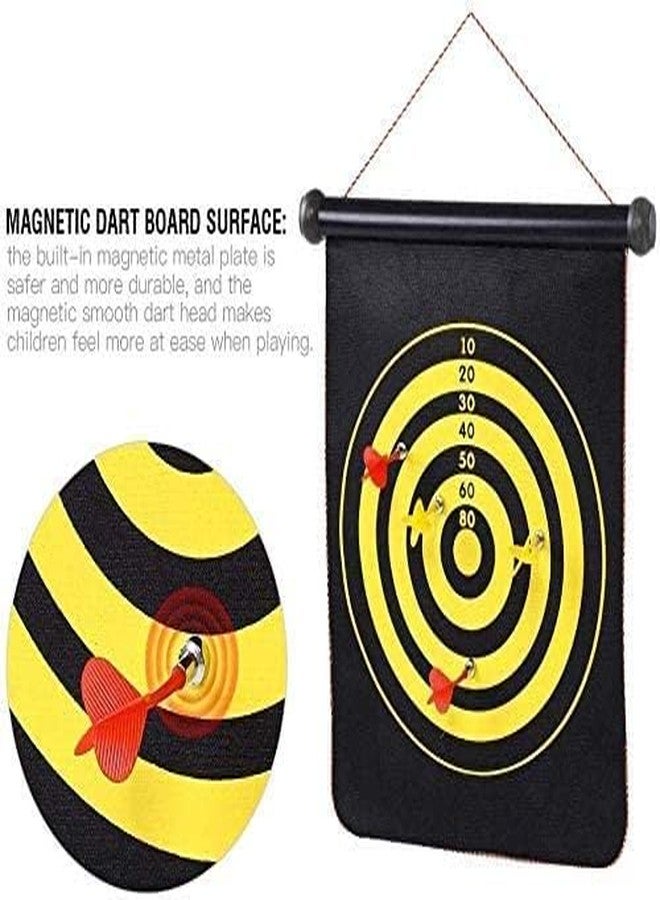 Fazzul Dartboard Magnetic Powerful with Double Faced Portable and Foldable Dart Game with 6 Colourful Non Pointed Darts for Kids, Multicolour (Multicolor-15Inch) - Image 2