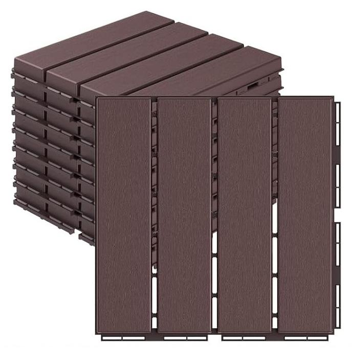 𝐅𝐅𝐃 Plastic Interlocking Deck Tiles 30×30 cm – Waterproof Outdoor Flooring with Snap-Lock Design, Non-Slip & Durable for Patio, Balcony, Garden, or Poolside - Image 1