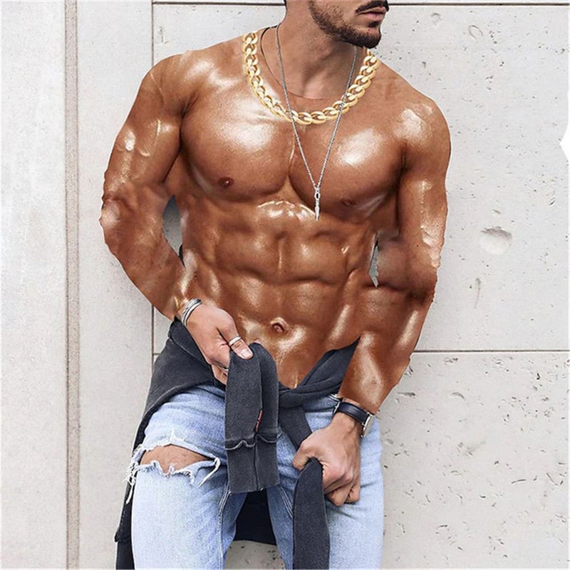 Long-Sleeved Export Men'S T-Shirt 3D Digital Printing Round Neck Long-Sleeved Manufacturer 3D T-Shirt - Image 1