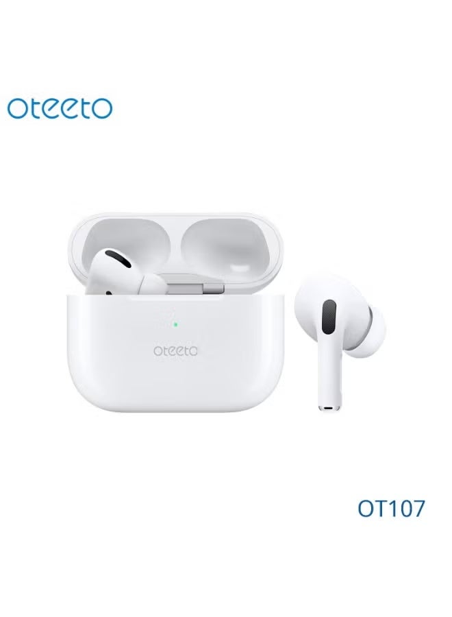 Oteeto OT107 True Wireless Bluetooth 5.4 Earbuds with Noise Reduction & Deep Bass, White - Image 4