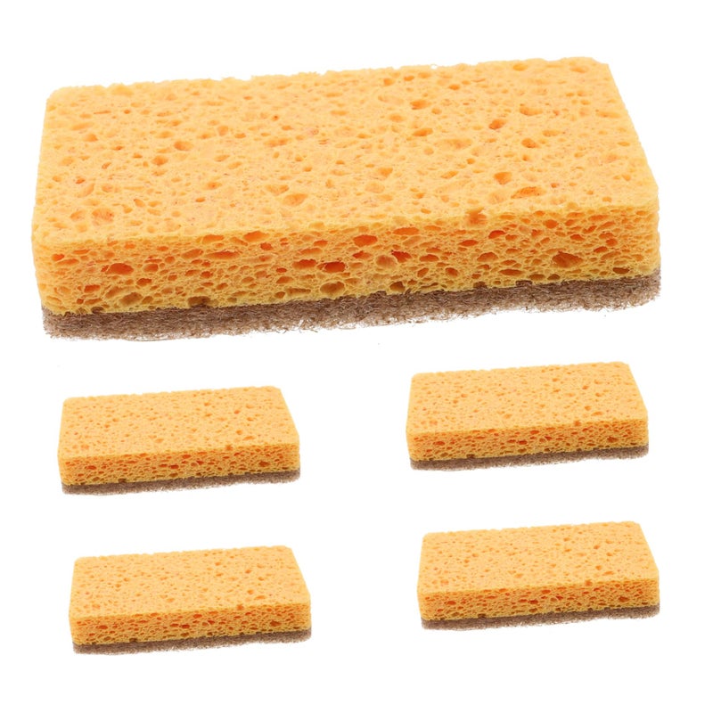 Wood Pulp Cotton Dishwashing Sponge 5 Pack Multi Function Kitchen Cleaning Tool - Image 2