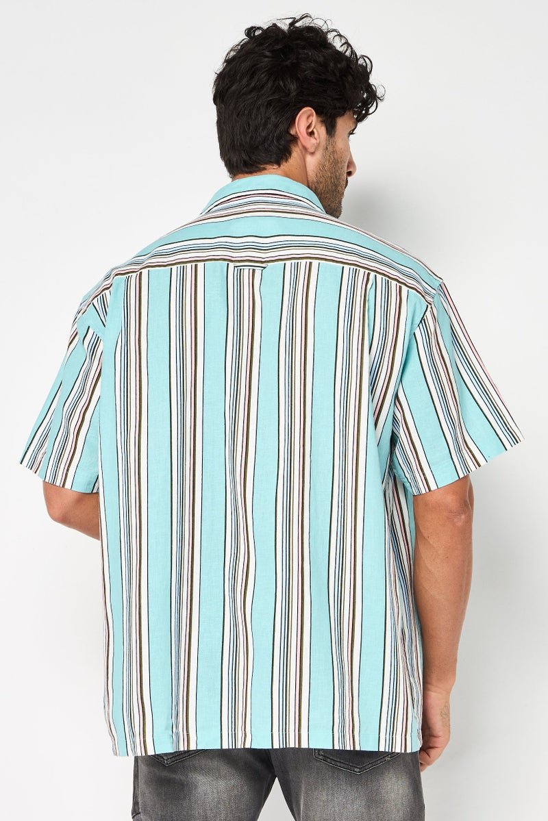 GANT Men Relaxed Fit Stripe Short Sleeves Casual Shirt, Multicolor - Image 4