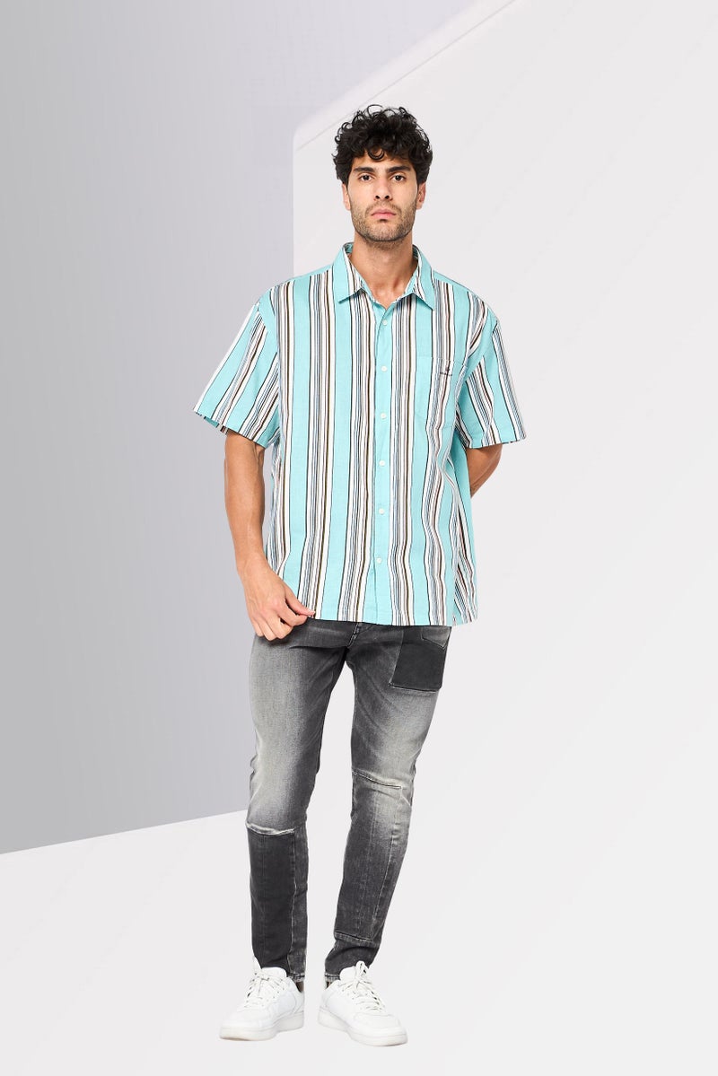 GANT Men Relaxed Fit Stripe Short Sleeves Casual Shirt, Multicolor - Image 2
