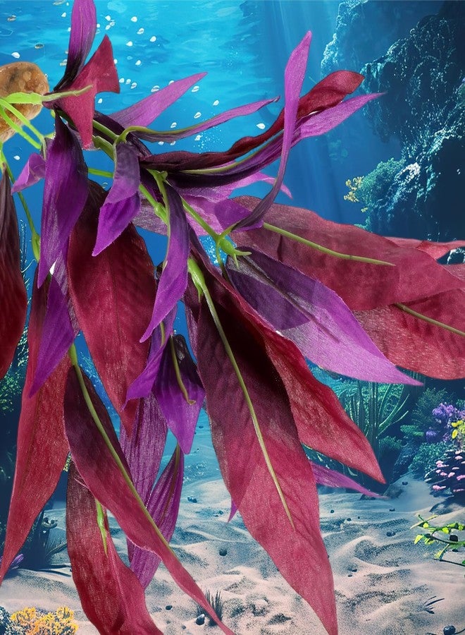 Zelphvt 2 Pcs Silk Fish Tank Plants, Silk Plants for Fish Tank 14 Inch Aquarium Plant for Aquarium Goldfish Turtle Tanks Decorations Purple - Image 3