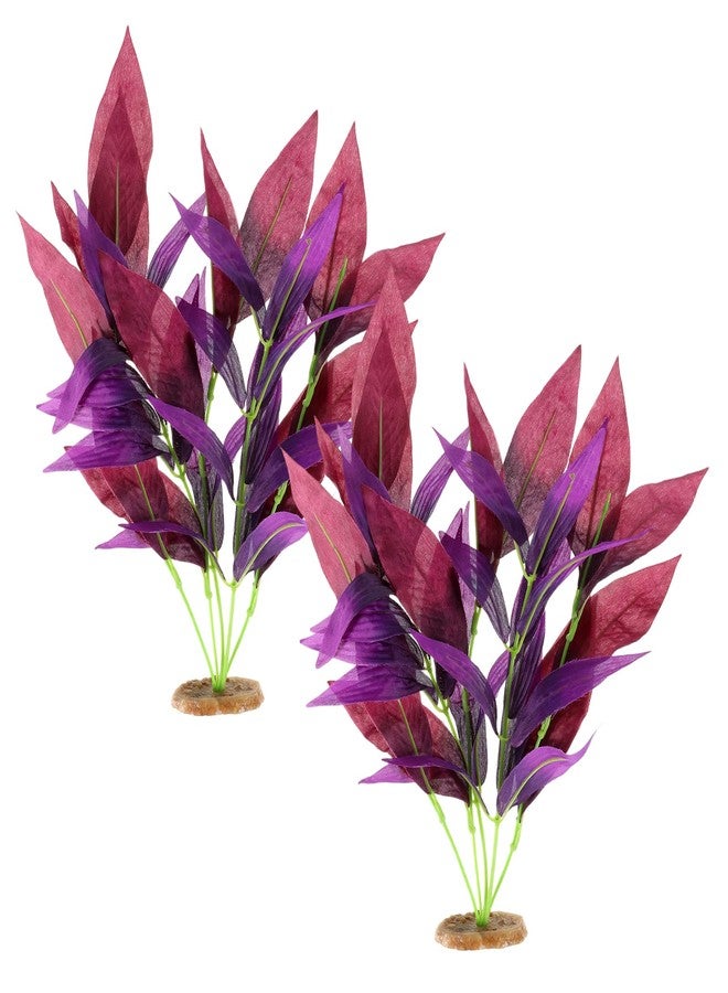 Zelphvt 2 Pcs Silk Fish Tank Plants, Silk Plants for Fish Tank 14 Inch Aquarium Plant for Aquarium Goldfish Turtle Tanks Decorations Purple - Image 1