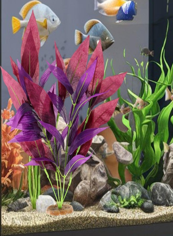 Zelphvt 2 Pcs Silk Fish Tank Plants, Silk Plants for Fish Tank 14 Inch Aquarium Plant for Aquarium Goldfish Turtle Tanks Decorations Purple - Image 5