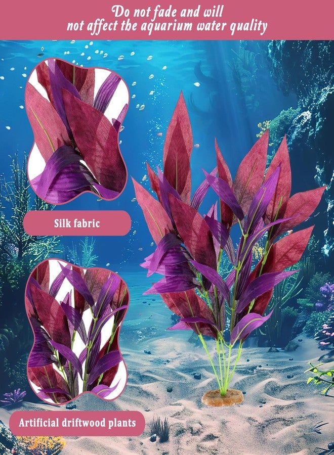 Zelphvt 2 Pcs Silk Fish Tank Plants, Silk Plants for Fish Tank 14 Inch Aquarium Plant for Aquarium Goldfish Turtle Tanks Decorations Purple - Image 4