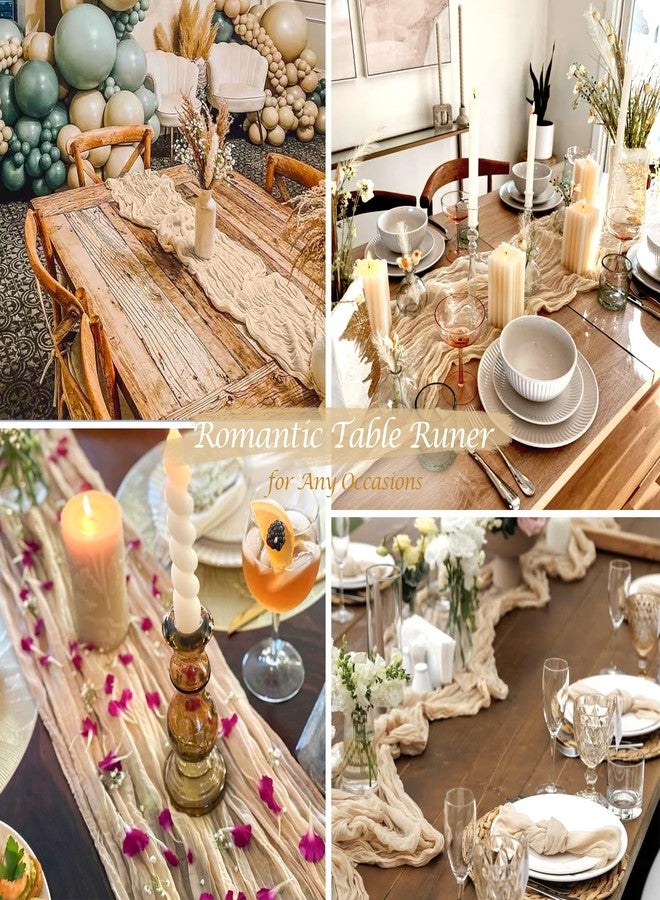 BLUETOP 12 Pack Champagne Cheesecloth Table Runner 35x120 Inches, Summer Cheese Cloth Table Runner 10FT Boho Sheer Gauze Runner for Bridal Shower Wedding Baby Shower Party Decor - Image 5